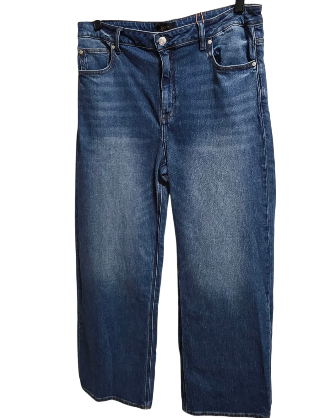 NWT Quince Wide Leg Crop Jeans Organic Cotton Stretch Denim High Rise Blue 38x30
